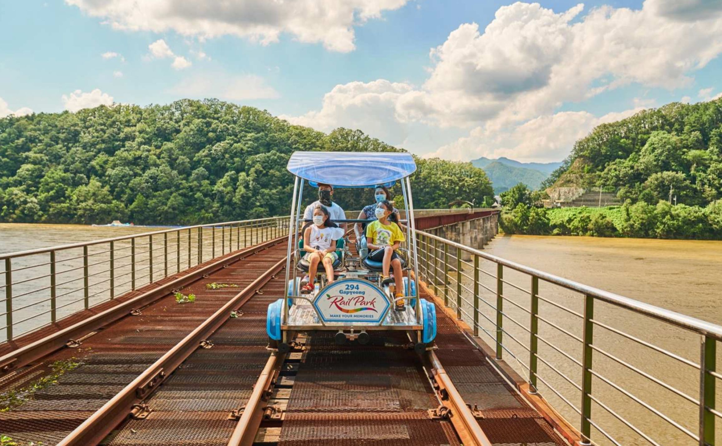 Pedal along stunning railways surrounded by lush greenery and captivating rivers creating memories on a unique ride that showcases the natural beauty of Gapyeong. Discover the joy of exploration!